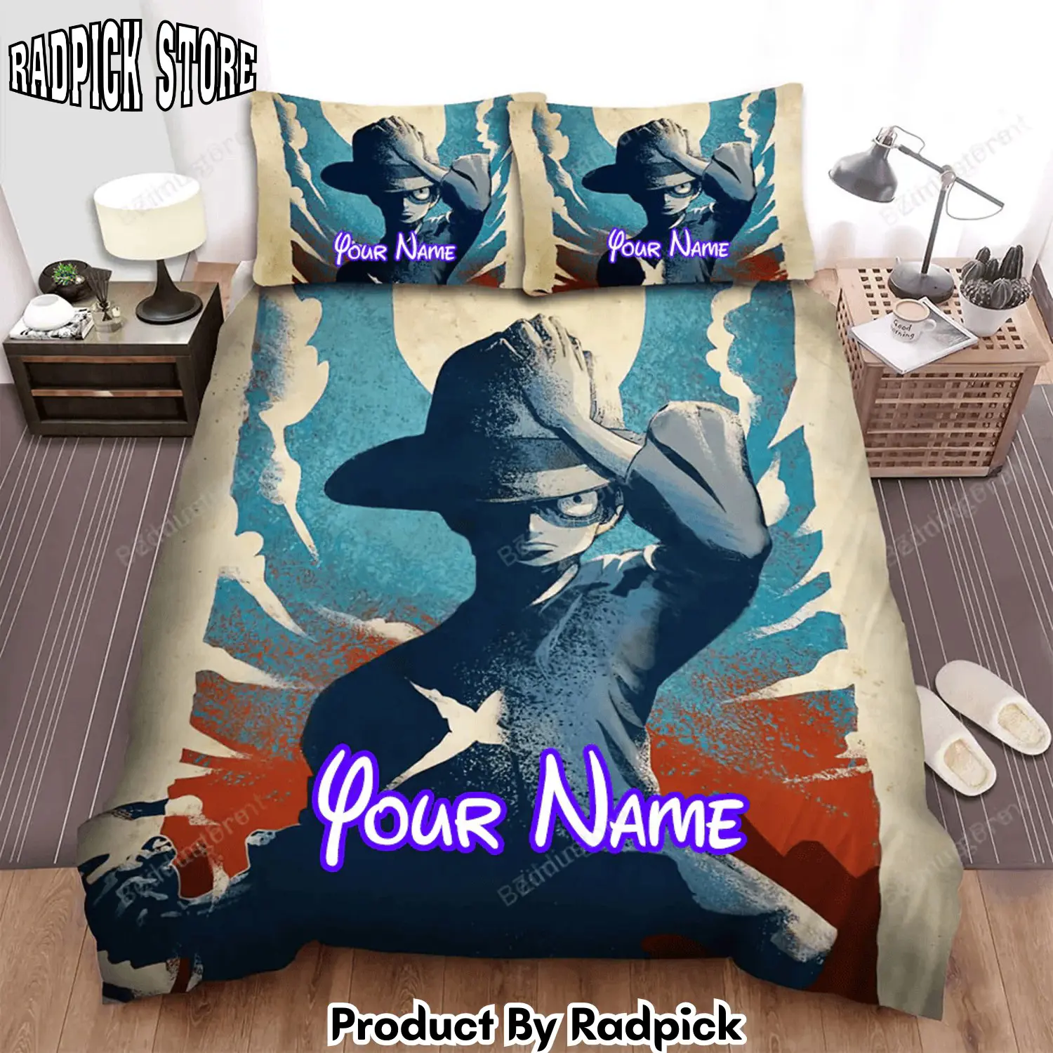 Radpick anime icons the pirate king bed sheets duvet cover personalized name bedding sets rp3278754
